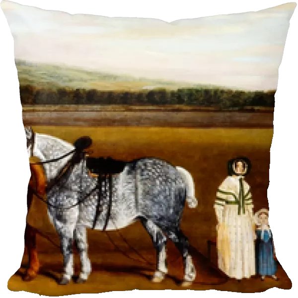 English Farm Family with their draft horses (oil on canvas)