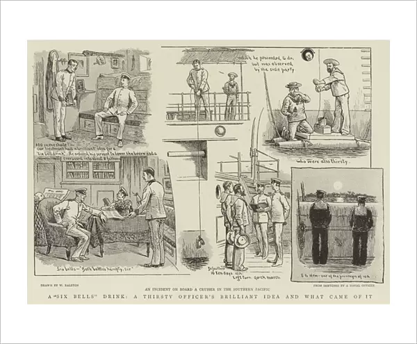 A 'Six Bells'Drink, a Thirsty Officers Brilliant Idea and what came of it (engraving)