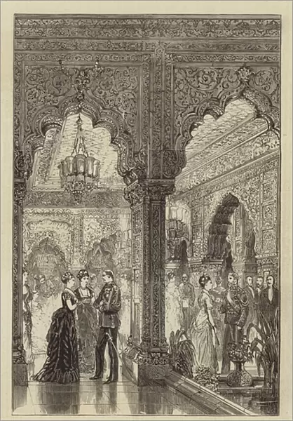 Ball in the Audience Hall at the Old Palace, Delhi, during the Prince of Wales Visit (engraving)