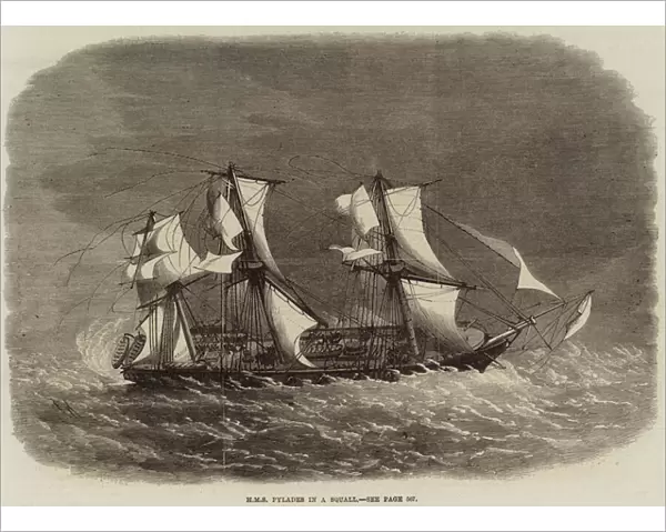 HMS Pylades in a Squall (engraving)