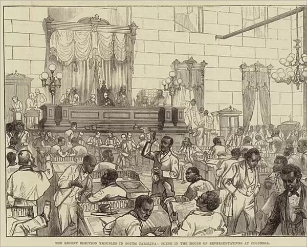 The Recent Election Troubles in South Carolina, Scene in the House of Representatives at Columbia (engraving)