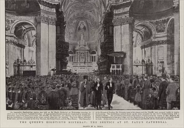 The Queens Eightieth Birthday, the Service at St Pauls Cathedral (litho)
