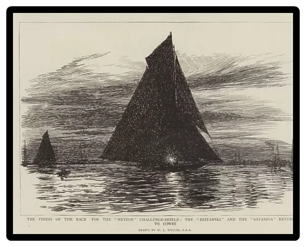 The Finish of the Race for the 'Meteor'Challenge-Shield, the 'Britannia'and the 'Satanita'returning to Cowes (engraving)
