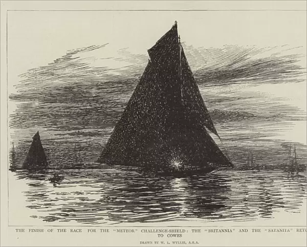 The Finish of the Race for the 'Meteor'Challenge-Shield, the 'Britannia'and the 'Satanita'returning to Cowes (engraving)