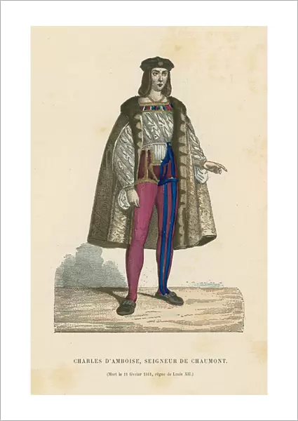 Charles II d Amboise, Seigneur de Chaumont (coloured engraving)