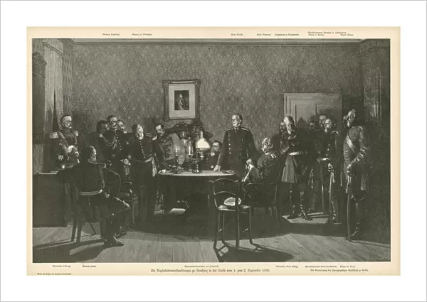 Surrender negotiations at Donchery, France, 1-2 September 1870 (engraving)