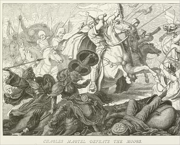 Charles Martel defeats the Moors (engraving)