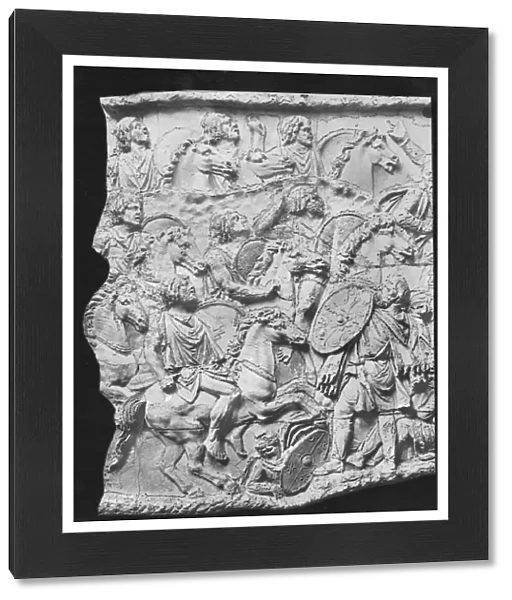 Lusius Quietus Commanding the Moorish Cavalry, a cast taken from Trajans Column, AD 110-113 (plaster) (b  /  w photo)