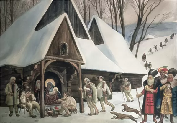 Goral Nativity Scene, c. 1910 (w  /  c & pen on paper)