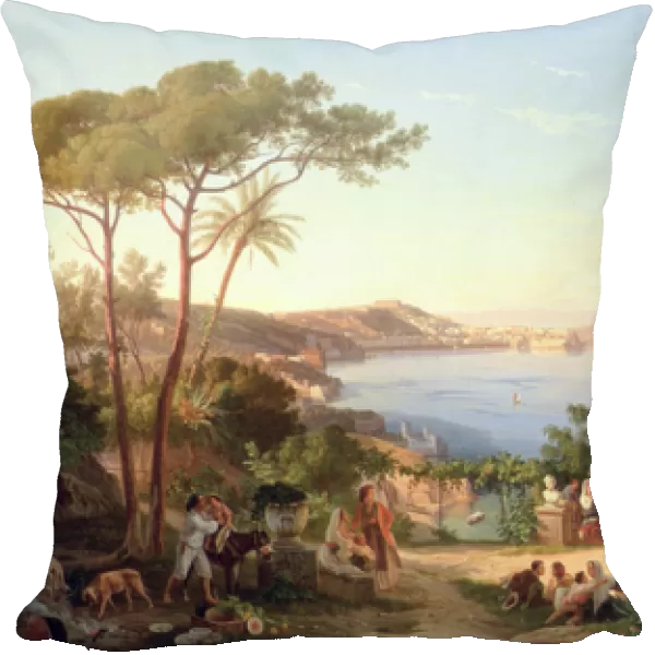 Bay of Naples with Dancing Italians, c. 1850 (oil on canvas)