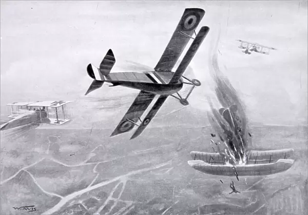 Captain Hawkers aerial battle with three German aeroplanes, July 25th 1915