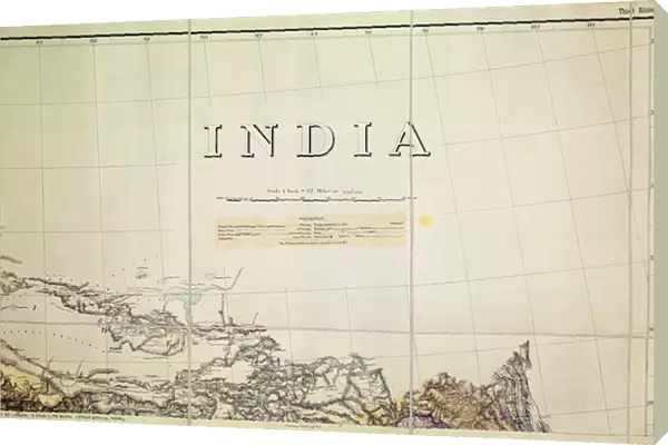 Detail of a Map of the India-Tibet border, 1898 (colour litho)