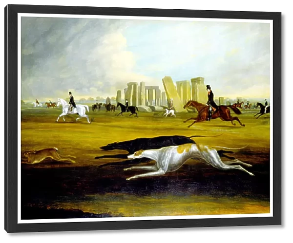 The Pinckney Family Coursing at Stonehenge, 1845 (oil on canvas)