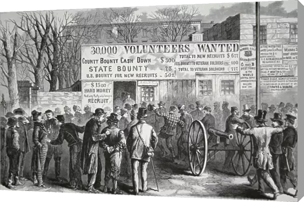 Recruiting Station in City Hall Park, New York, March 1864 (engraving)