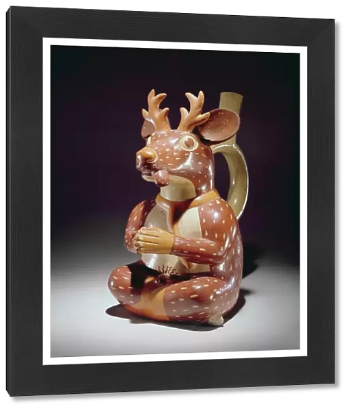 Pottery vessel of Captive Deer-man, Mochica (earthenware)