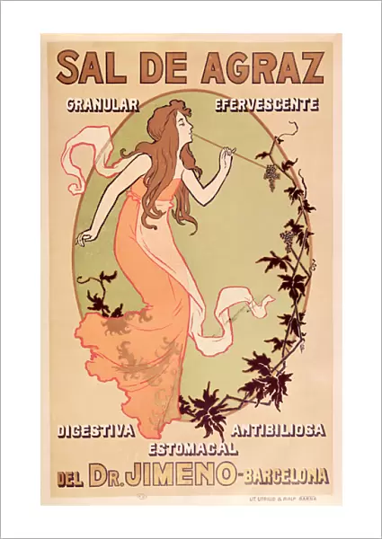 Pharmaceutical Advertisement for Dr Jimeno Sal de Agraz, c. 1900 (colour litho)
