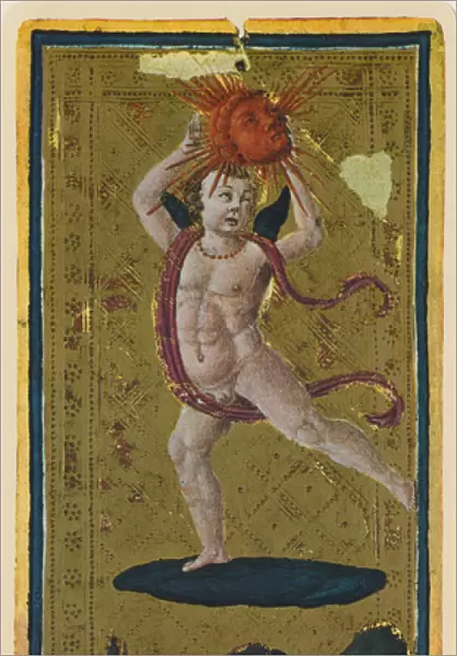 The Sun, fascimile of a tarot card from the Visconti deck