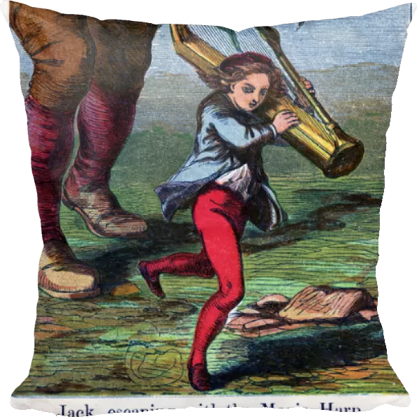 Jack escaping with the magic harp, 1867 (chromolitho)