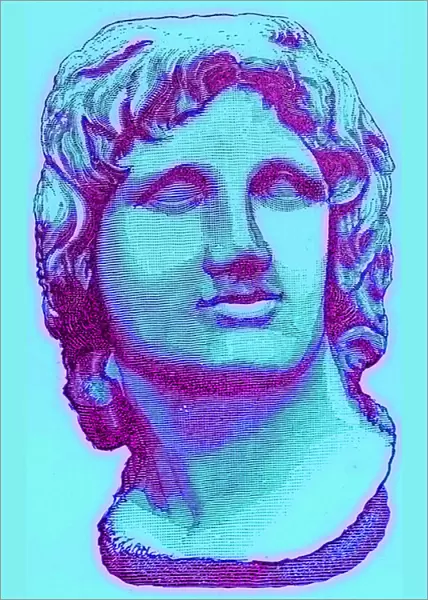 Bust of Alexander the Great, from the British Museum, statue in the Vatican, illustration from History of Rome by Victor Duruy, published 1884 (digitally enhanced image)