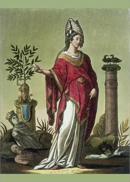 Sybil of Eritrea with her insignia, 1796 (coloured engraving)