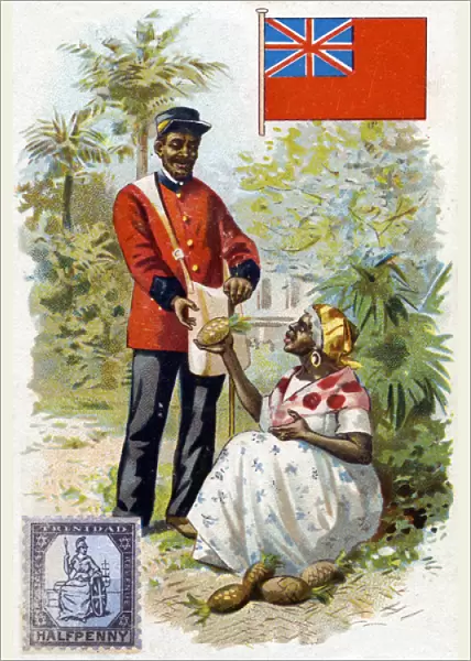 A Postman in Trinidad, late 19th century (colour litho)