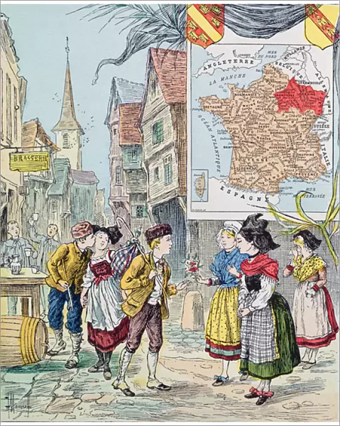 Alsace-Lorraine, illustration for Le Tour de France by Marie de Grandmaison