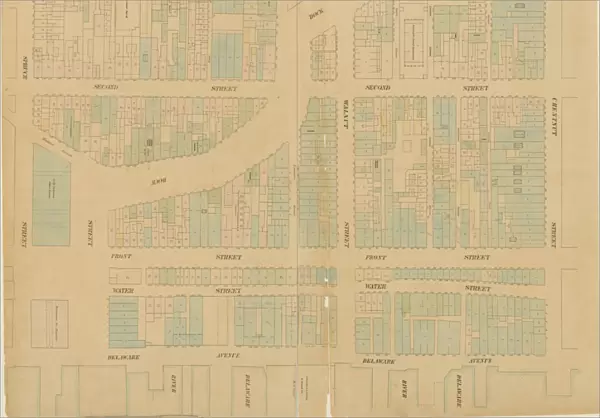 Maps of the City of Philadelphia, volume 1, plate 2, 1860 (hand-coloured engraving)