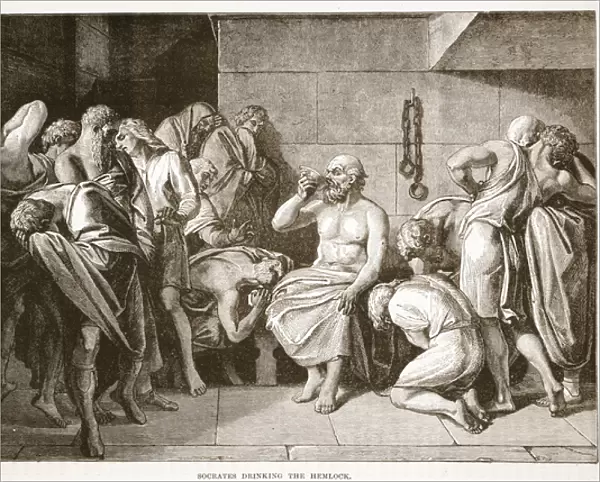 Socrates drinking the hemlock (litho)