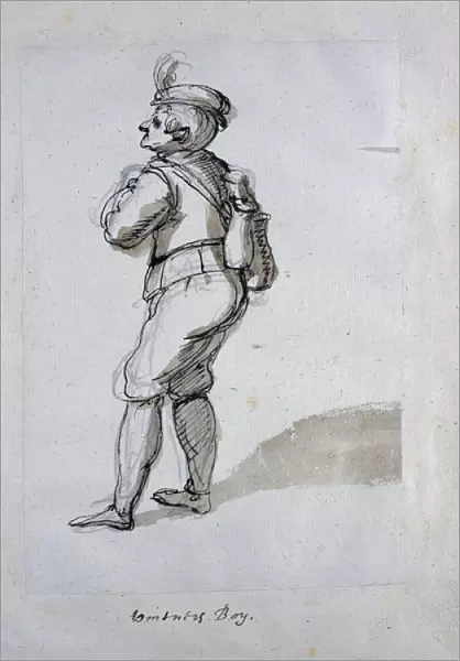 A vintners boy (pen & ink on paper)