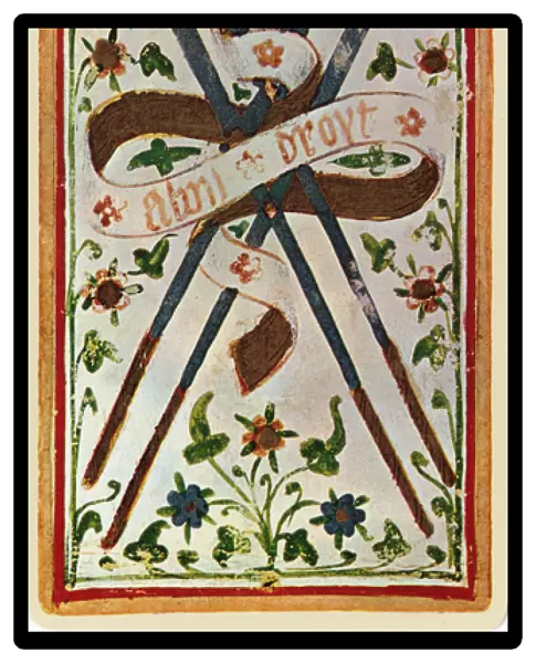 The Four of Swords, facsimile of a tarot card from the Visconti deck