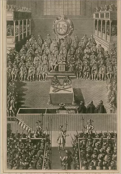 King Charles I before the High Court of Justice at Whitehall, 1648 (engraving)