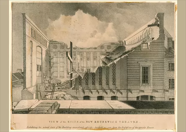 View of the ruins of the New Brunswick Theatre, Wellclose Square, London (engraving)
