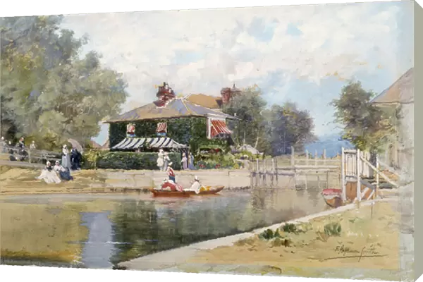A Summer Day on the Canal, (watercolour and pencil on paper laid on board)