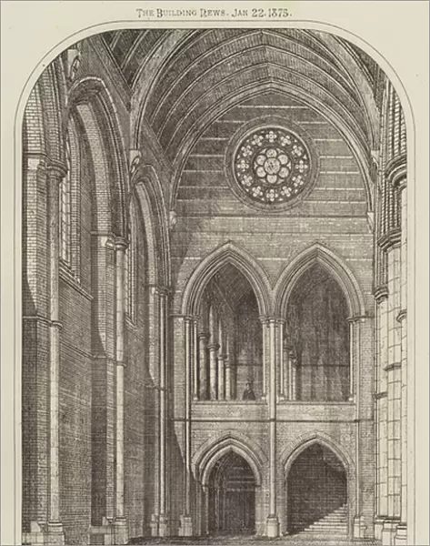 Church, Russell Street, Brighton for the Reverend A D Wagner, View towards Narthex (engraving)