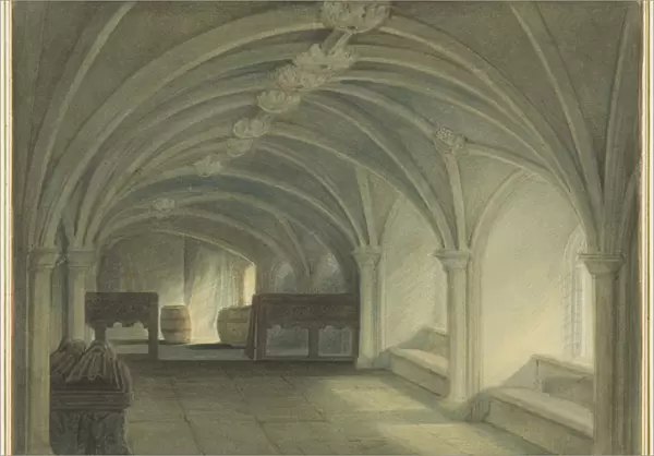Crypt of St Johns Church, looking West (w  /  c on paper)