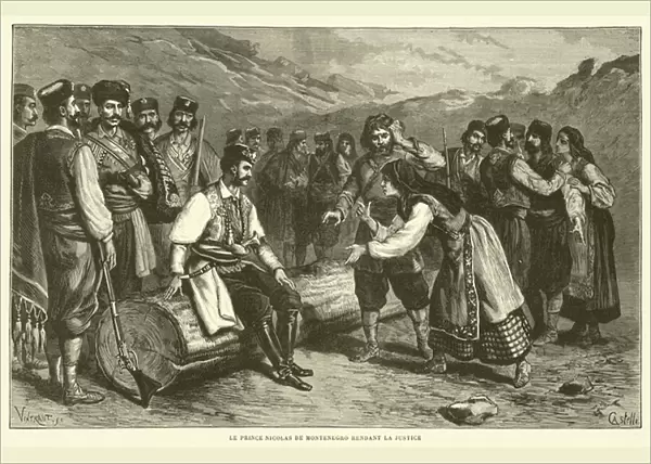Le Prince Nicolas De Montenegro Rendant La Justice (engraving)