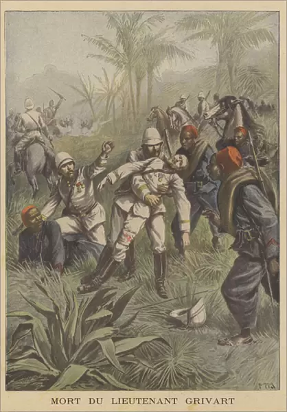 Death of Lieutenant Grivart (colour litho)