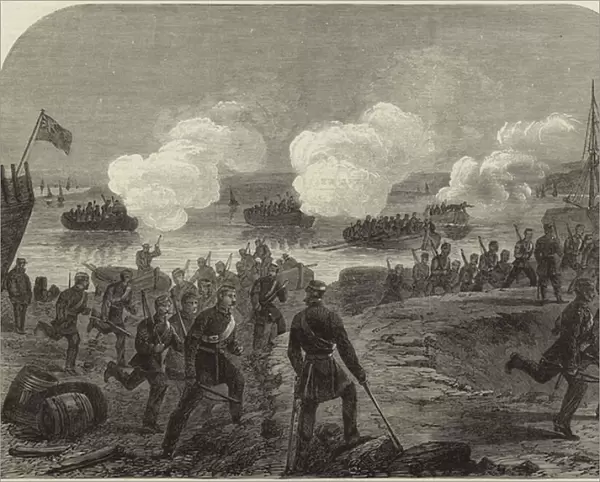 Night attack of the Kent Artillery Volunteers in Ore Creek (engraving)