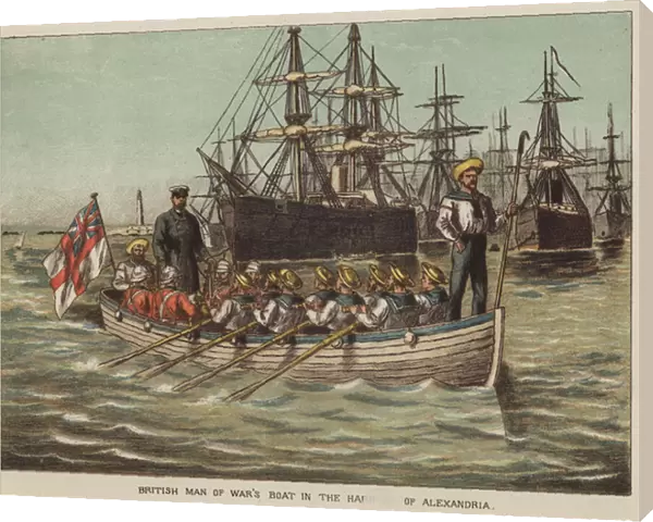 British man of wars boat in the Harbour of Alexandria (colour litho)