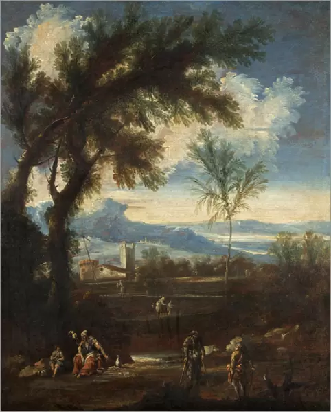 Landscape with figures, c. 1710-40 (oil on canvas)