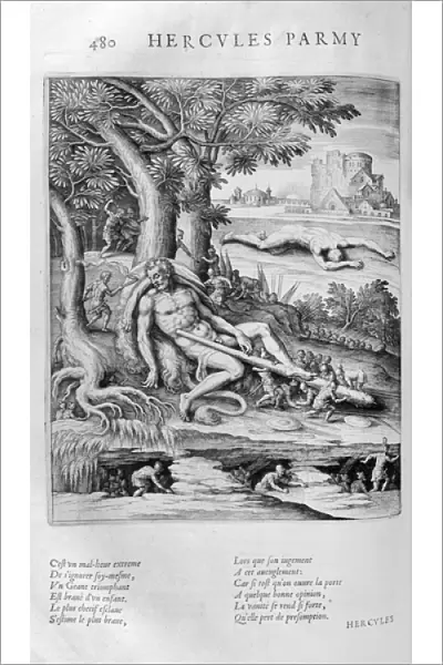 According to Greek mythology, Pygmies once encountered Heracle, 1615 (engraving)