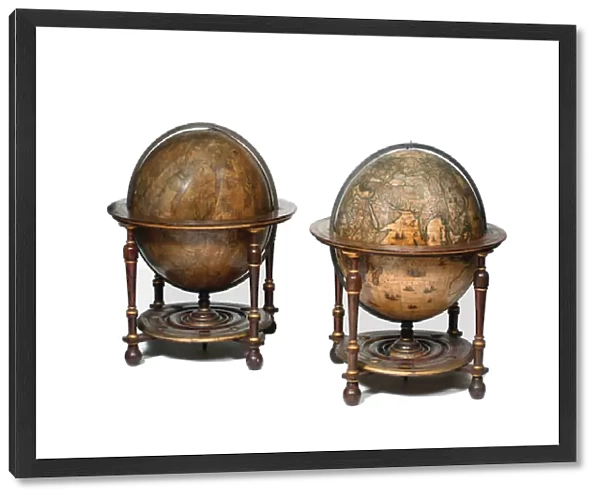 Large pair of library globes, the terrestrial 1645  /  48, the celestial after c