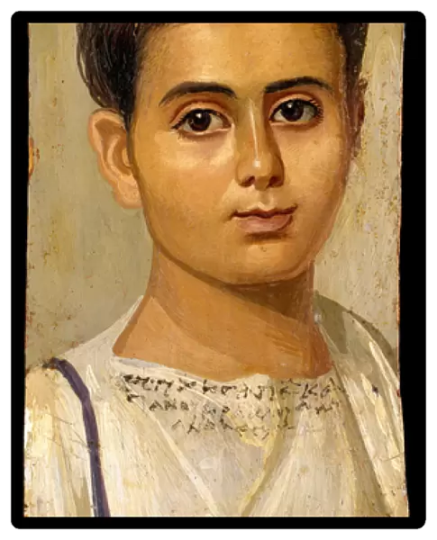 Portrait of the Boy Eutyches, 100-150 AD (encaustic on wood, paint)