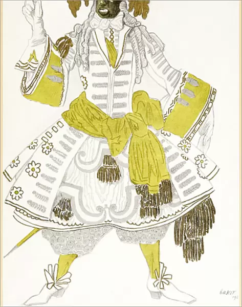 Black guard costume design from The Designs of Leon Bakst for The Sleeping