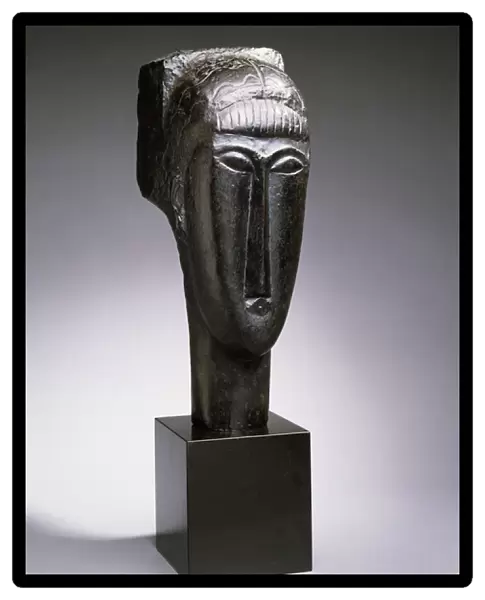 Head of a Woman with a Fringe; Tete de Femme a la Frange, 1912 (bronze with black patina)
