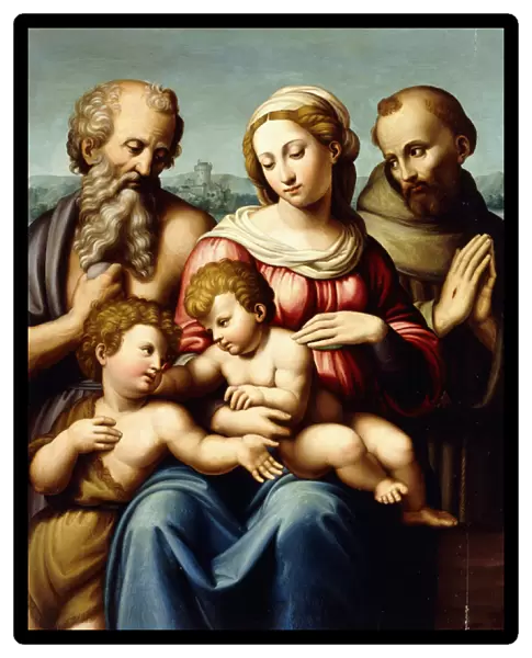 The Madonna and Child with the Infant Saint John the Baptist, (oil on panel)