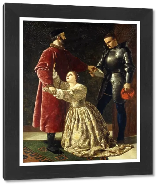 Duke Frederick Banishing Rosalind from his Court, (oil on panel)