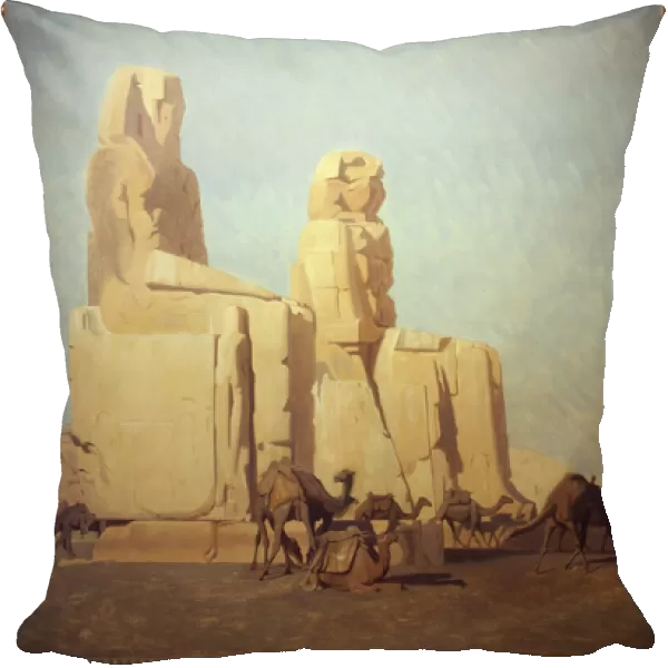 The colossus of Thebes, Memnon and Sesostris. Study. Painting by Jean Leon Gerome