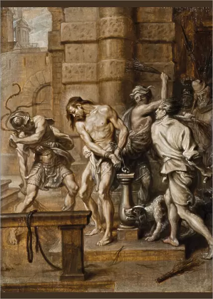 The Flagellation, en brunaille (oil on panel)