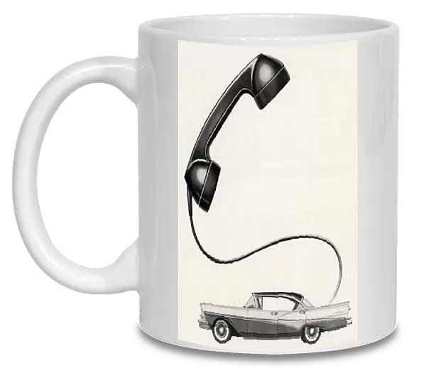 Humorous Illustration of a 1950s Car Phone, 1956 (screen print)